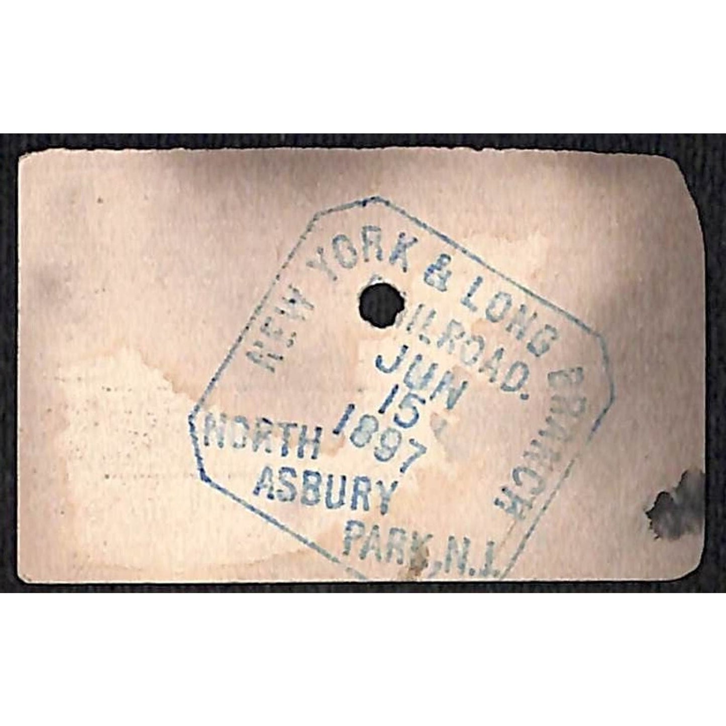 New York & Long Branch Railroad 1897 Ticket via PRR North Asbury Park #3635