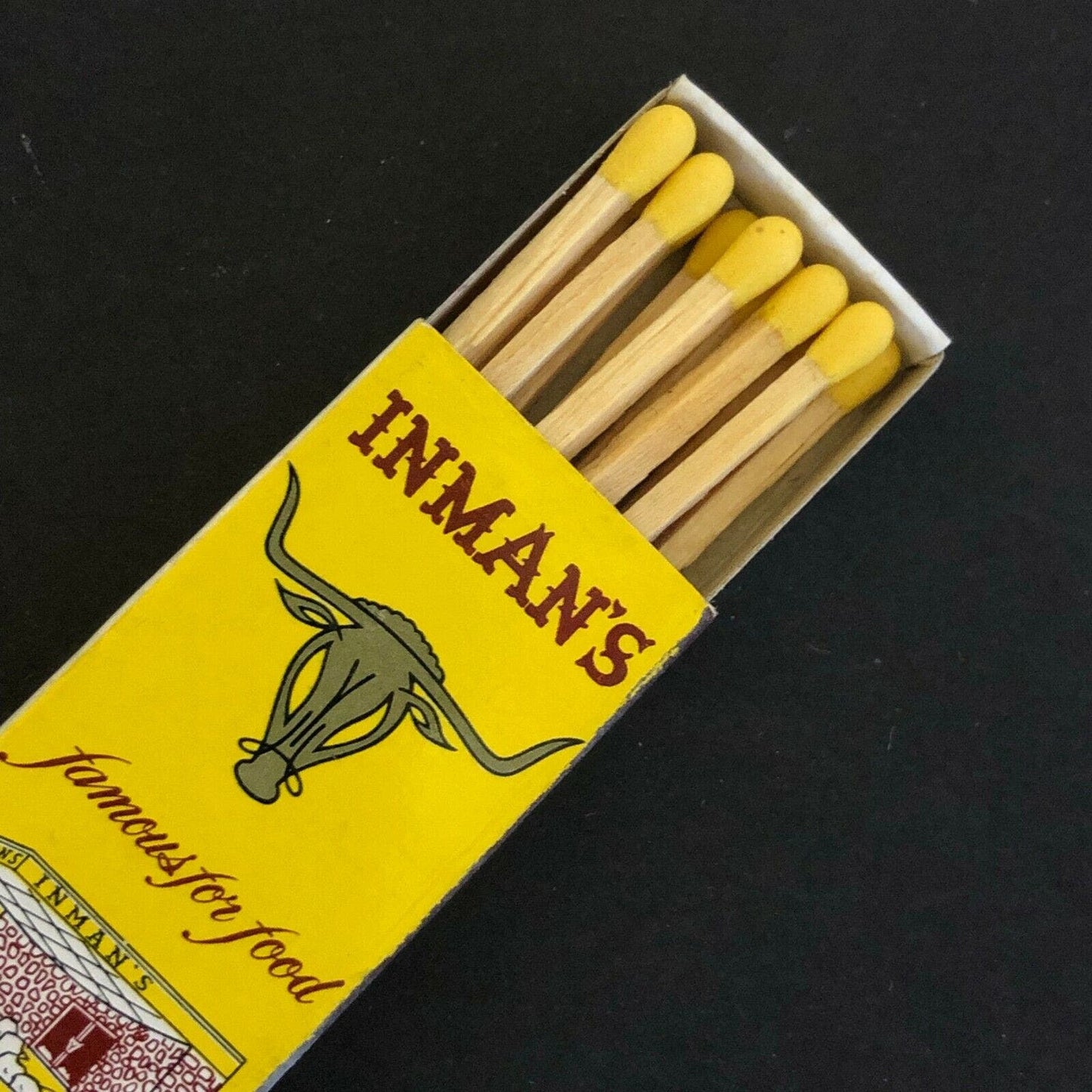 c1960's-70's Wooden Matchbox Matchbook - Inman's Restaurants Galesburg, MICH