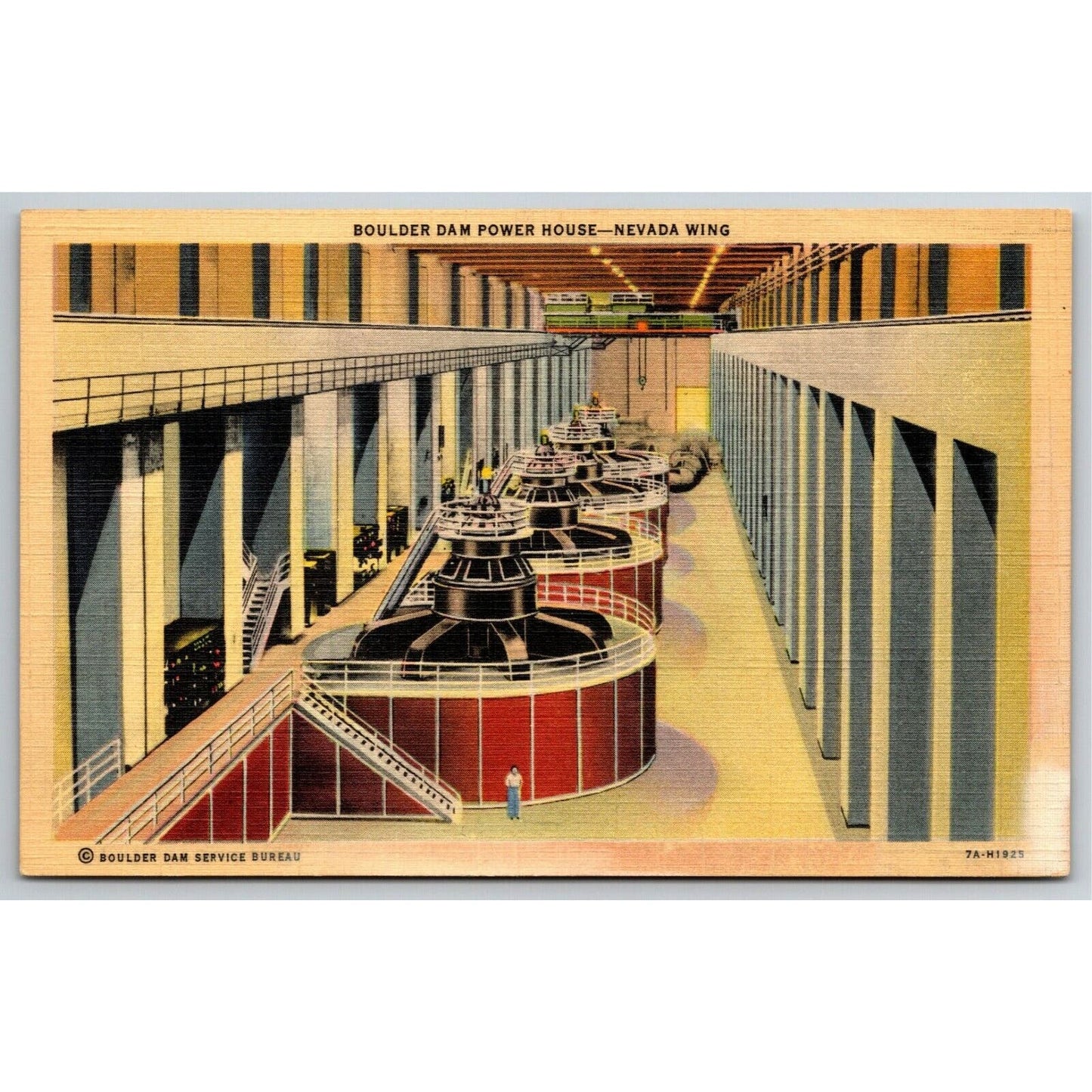 Vintage Linen Postcard Boulder Dam Power House Nevada Wind - Unposted VGC