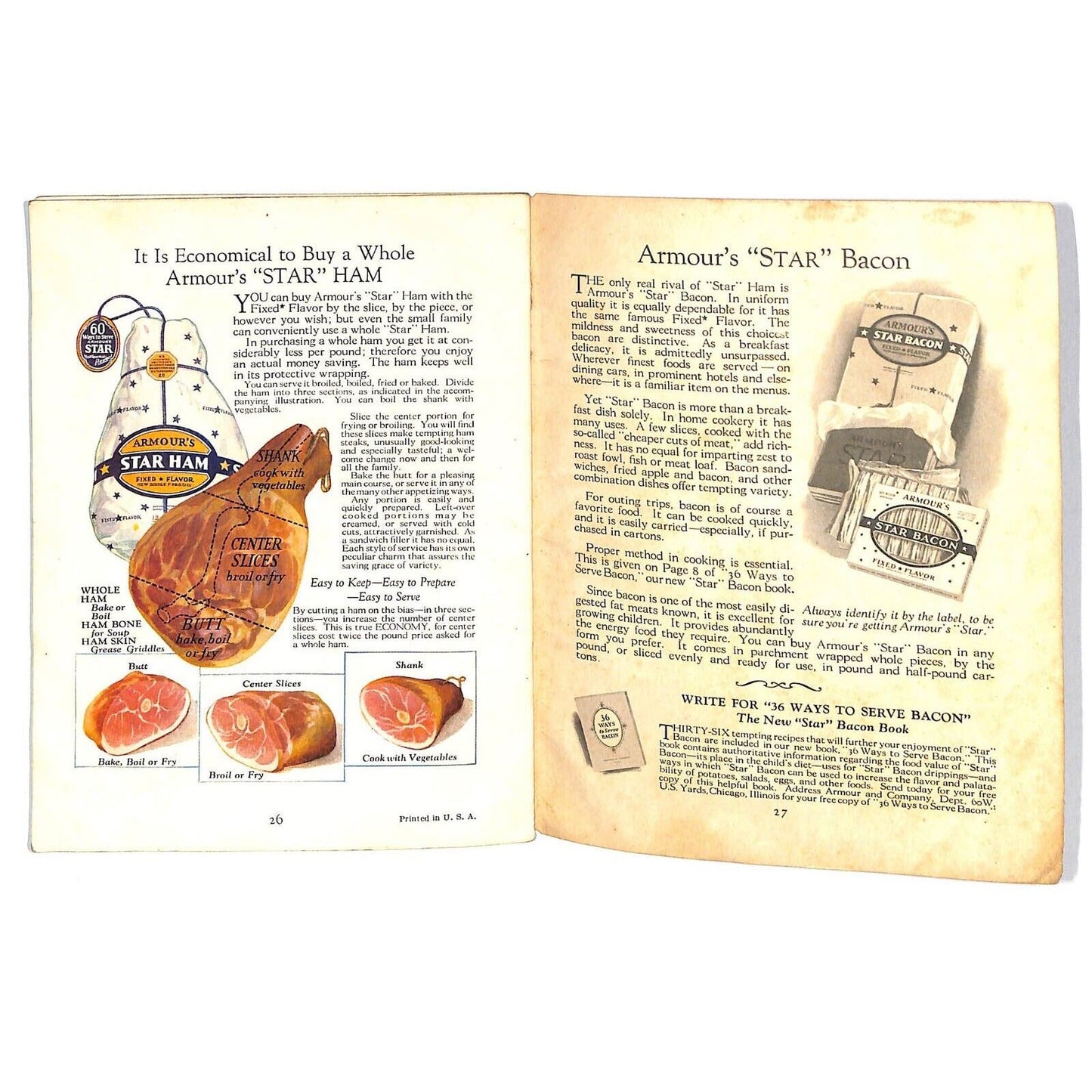 Armour and Company "60 Ways to Serve Ham" Booklet c1925-35 17pp