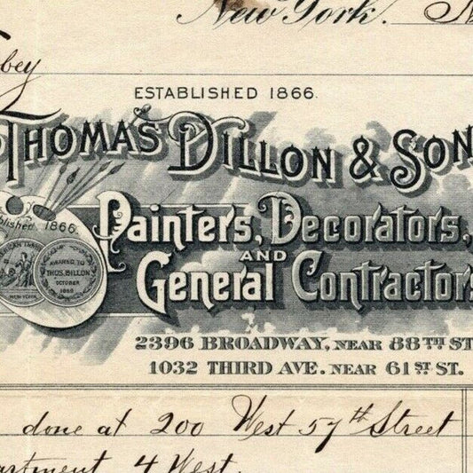 1915 "Thomas Dillon & Sons" General Contractors Billhead Letterhead 3rd Ave NYC