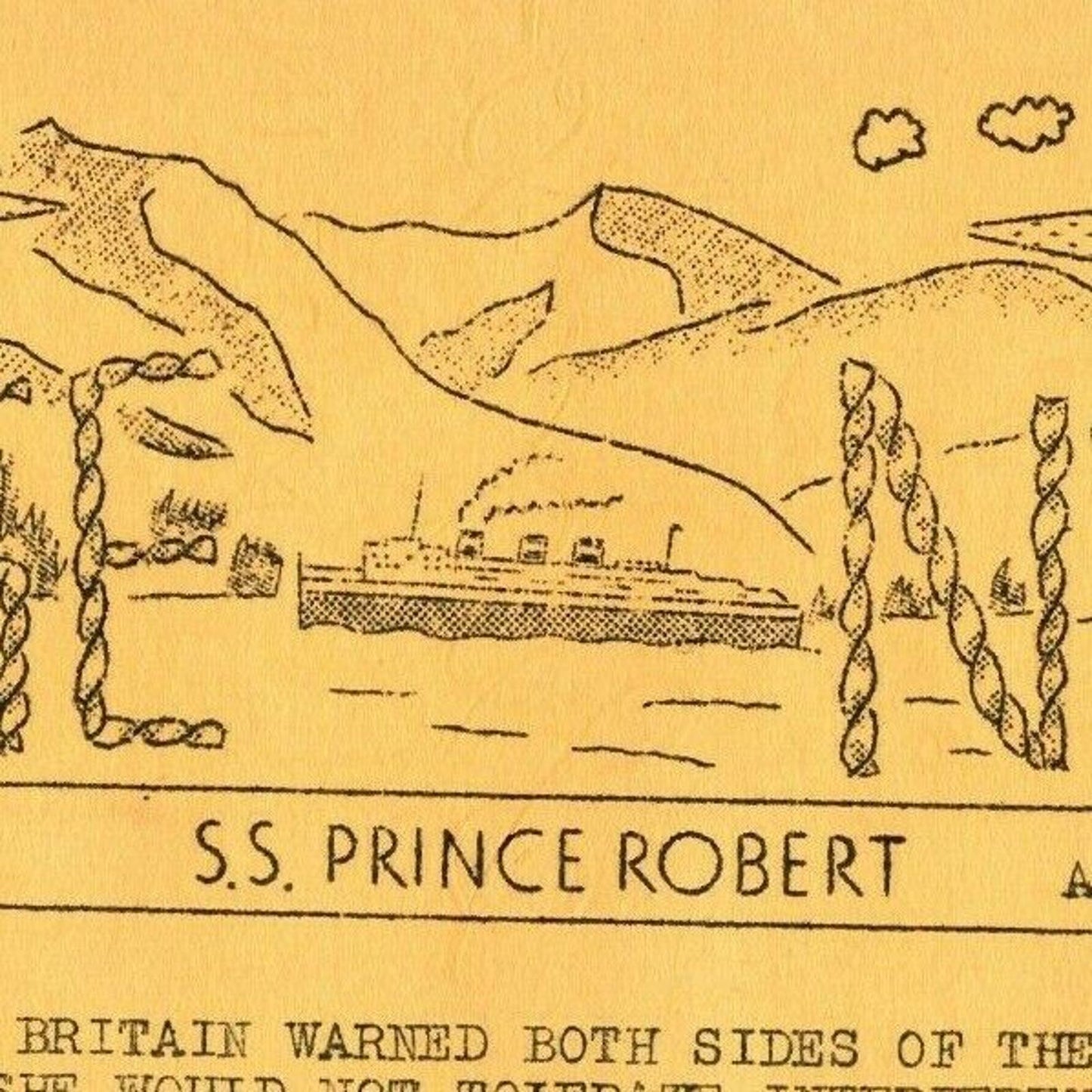 1936 8/22 SS Prince Robert Daily "Cruise News" 2 Pages