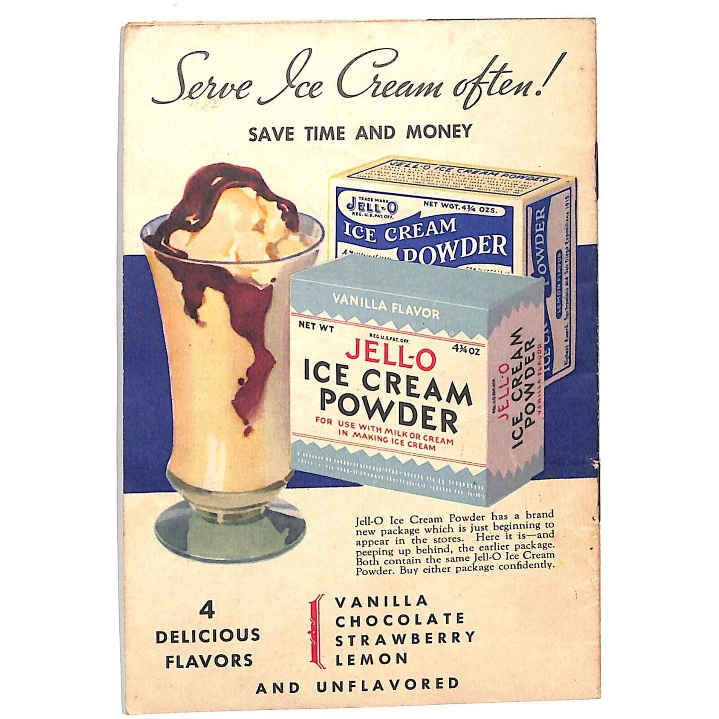 Jell-O Ice Cream Powder Recipe Booklet 1935 7pp - VGC Scarce