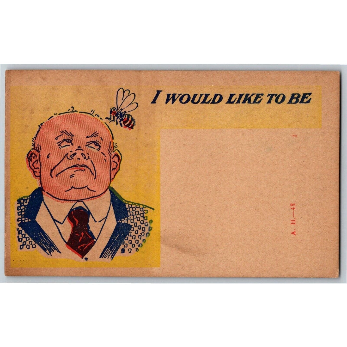 "I Would Like To Be (Bee)" c1905 Undivided NP Comic Humor Postcard