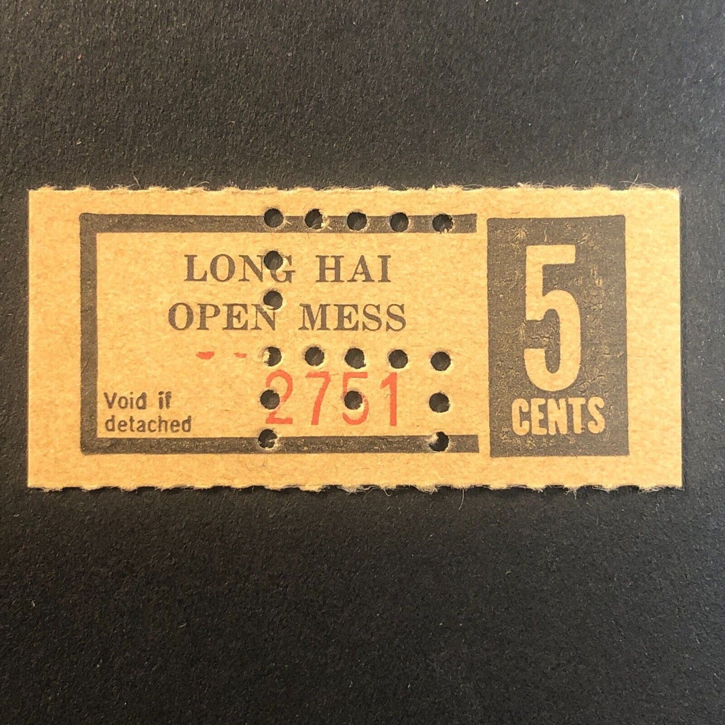 Long Hai Open Mess Vietnam Chit 5 Cents Trade Token U.S. Military