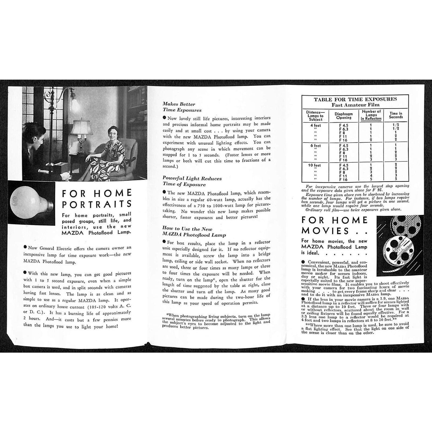 GE's How to Make Good Pictures Indoors Sheet 1934 Chicago World's Fair *
