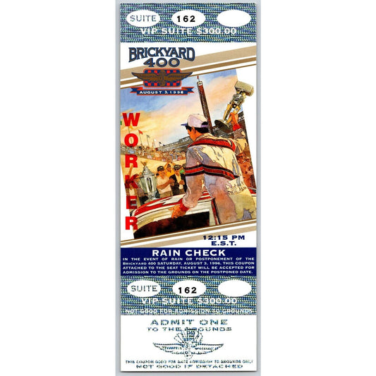 1996 Brickyard 400 VIP Suite 164 / Worker Ticket Lenticular - Ron Burton Estate