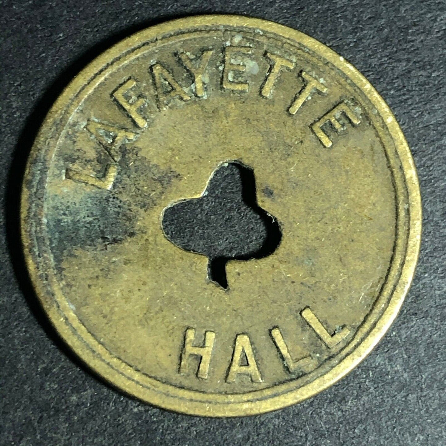 24.5mm Brass Lafayette Hall (Saloon Sacramento, CA) Token Clover Shamrock (#43)