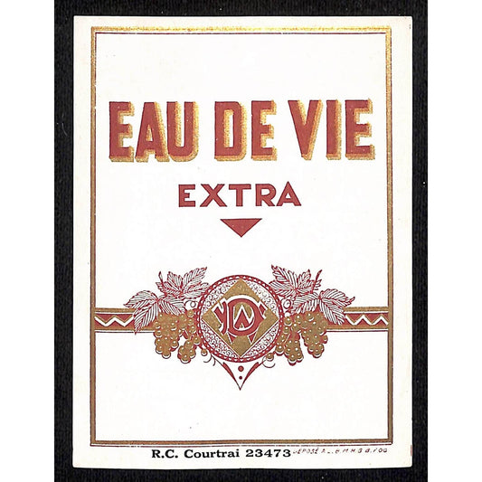 Eau de Vie Extra Alcohol French Label NOS No Gum w/ Grapes Fruit Brandy