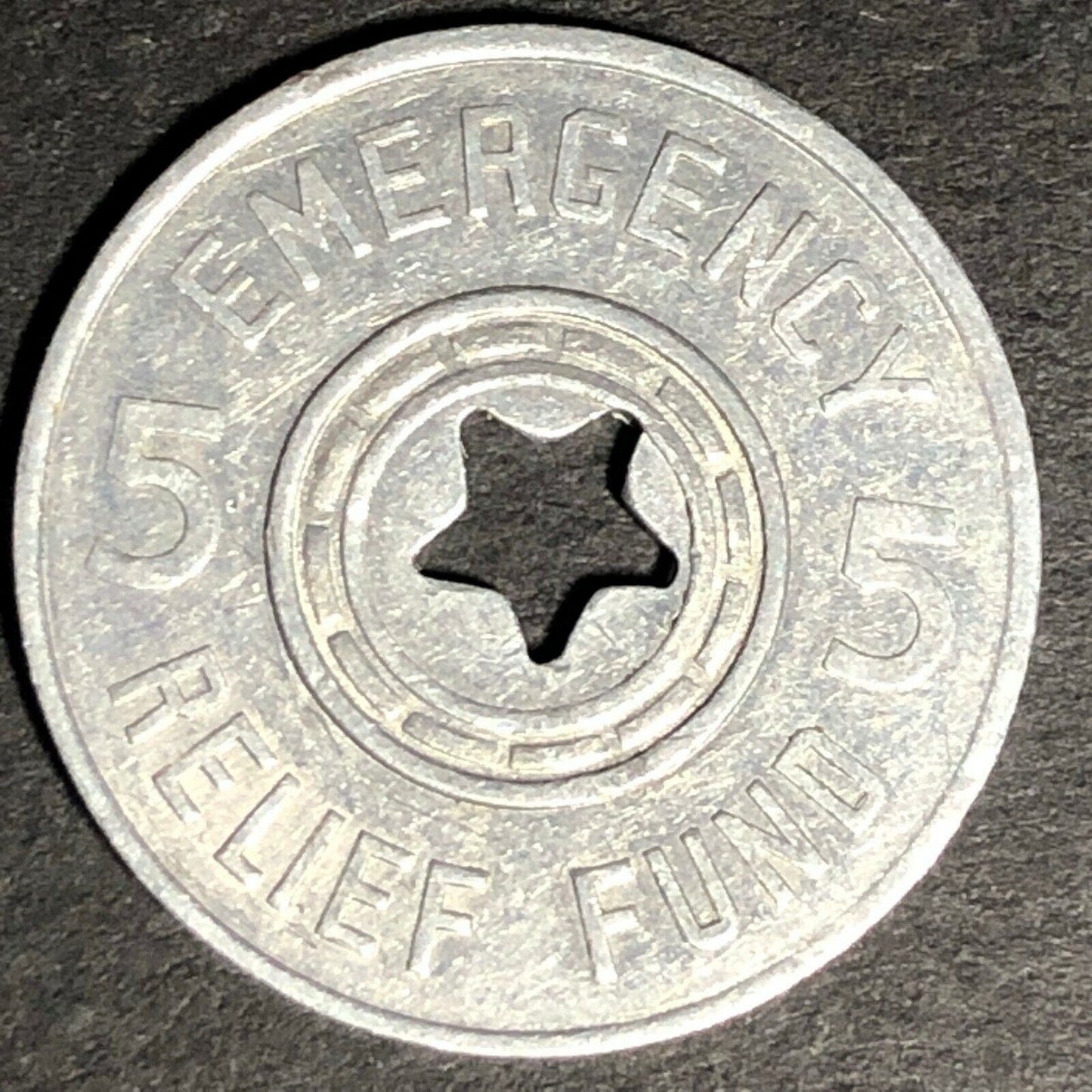 22.5mm c1933 Aluminum 5 Mill Utah "Emergency Relief Fund" Sales Tax Token