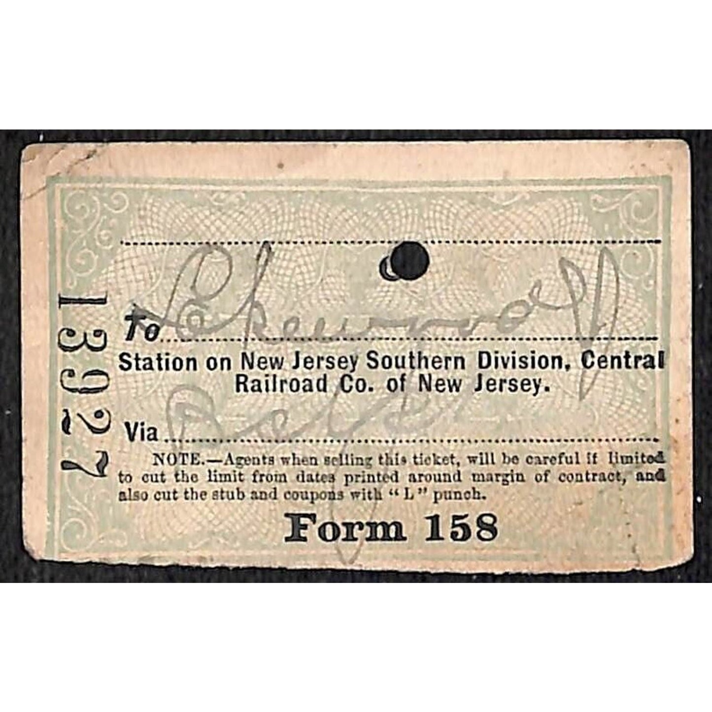New York & Long Branch Railroad 1901 Ticket North Asbury Park #13927