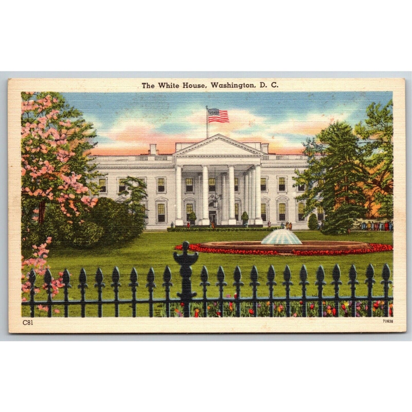 Vintage Linen Postcard The White House Washington, DC - Unposted