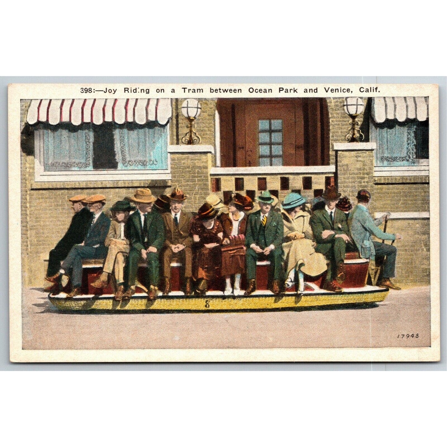Vintage PPC Postcard - "Joy Riding on a Tram between Ocean Park and Venice, CAL"