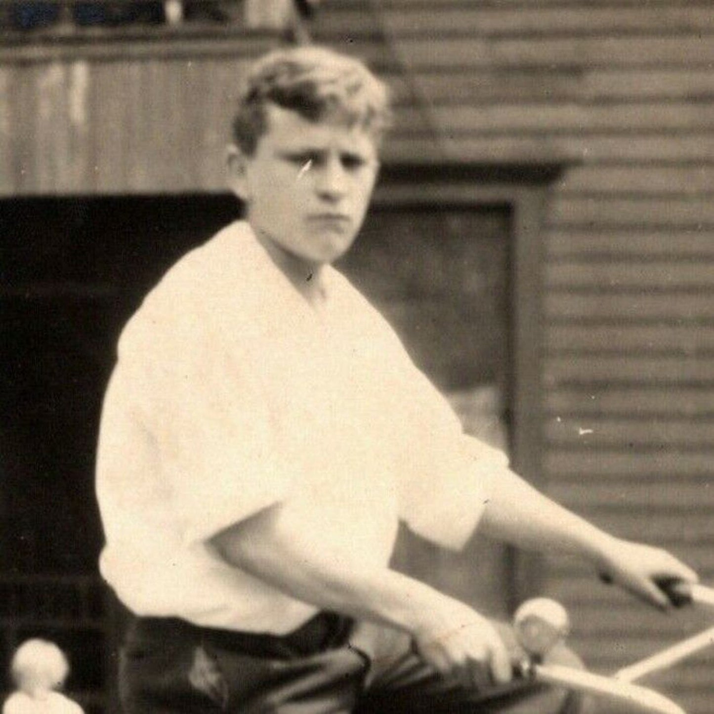 Vintage RPPC Postcard c1920 Young Man Posing Outdoors on Bicycle - Unposted