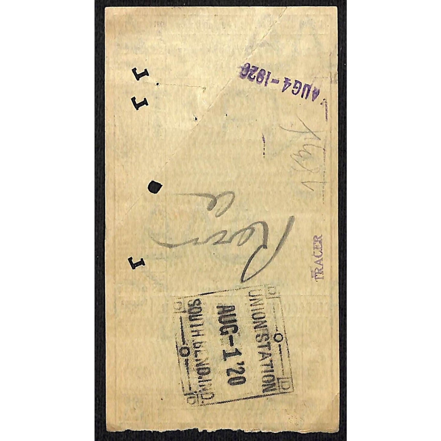 New York Central Railroad USRA* 1920 Ticket Chicago to Rochester, MN #2624