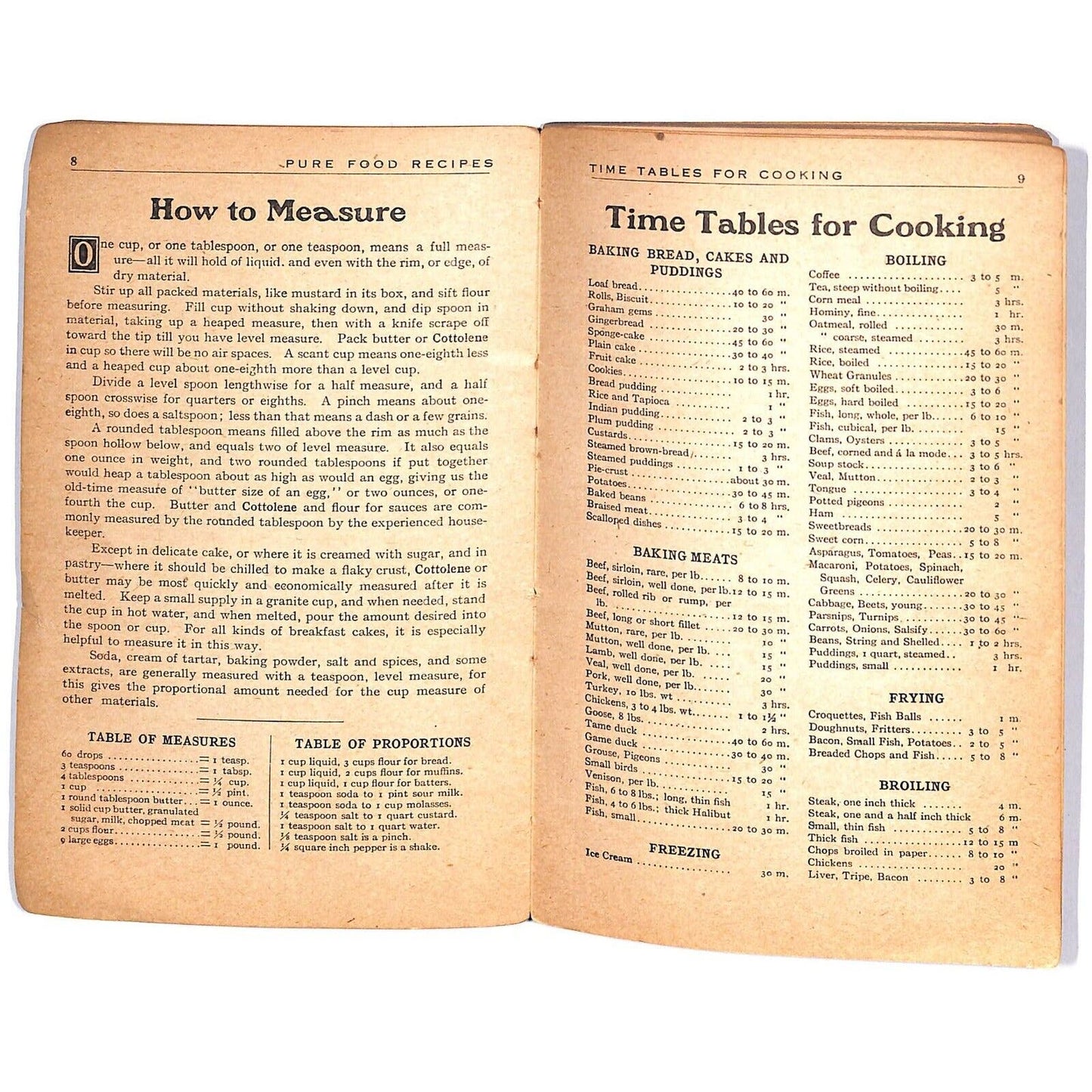 1910 "Home Helps A Pure Food Cook Book" Cottolene Cottonseed Oil 80pp Scarce