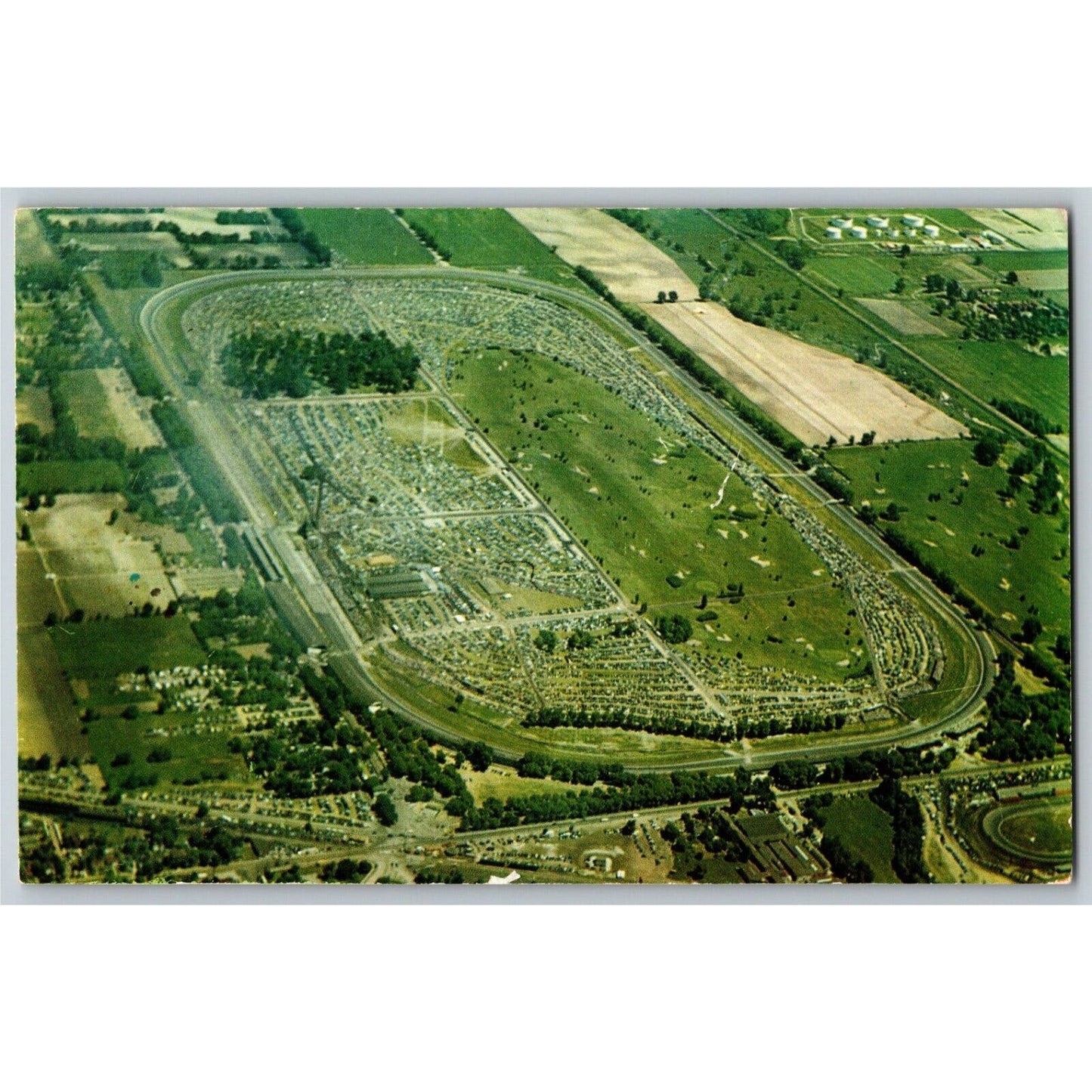 Indy 500 RPPC Postcard 1950 "Aerial View 500 Mile Speedway" Unposted