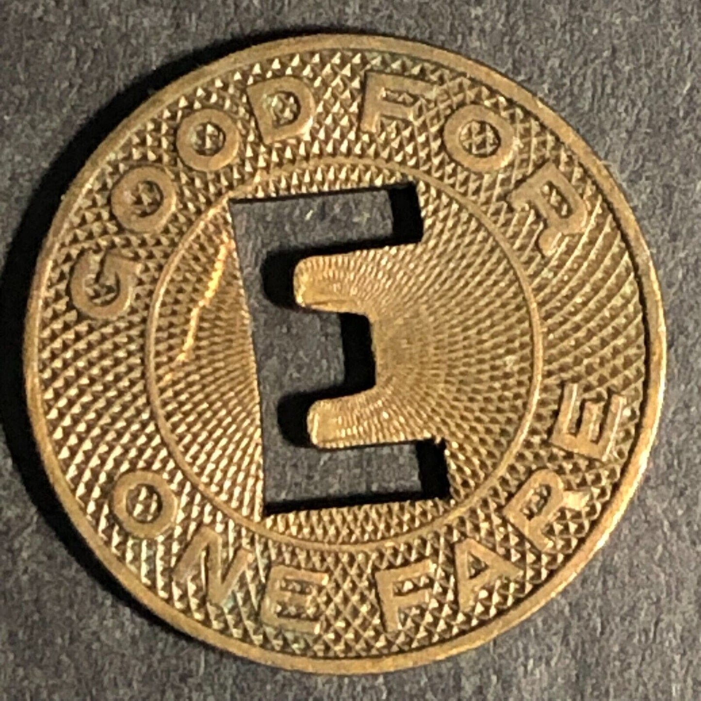 Everett City Lines (WA) G/F One Fare 16mm Brass Token "E" Cut Out Scarce