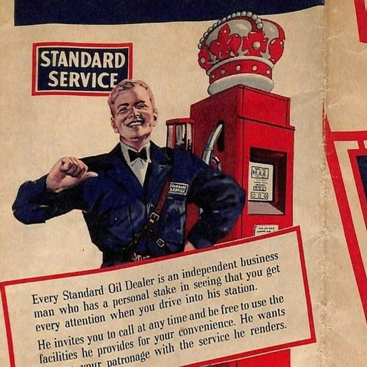 c1930's-40's Standard Oil Company's "Standard Service" Wisconsin Highway Map