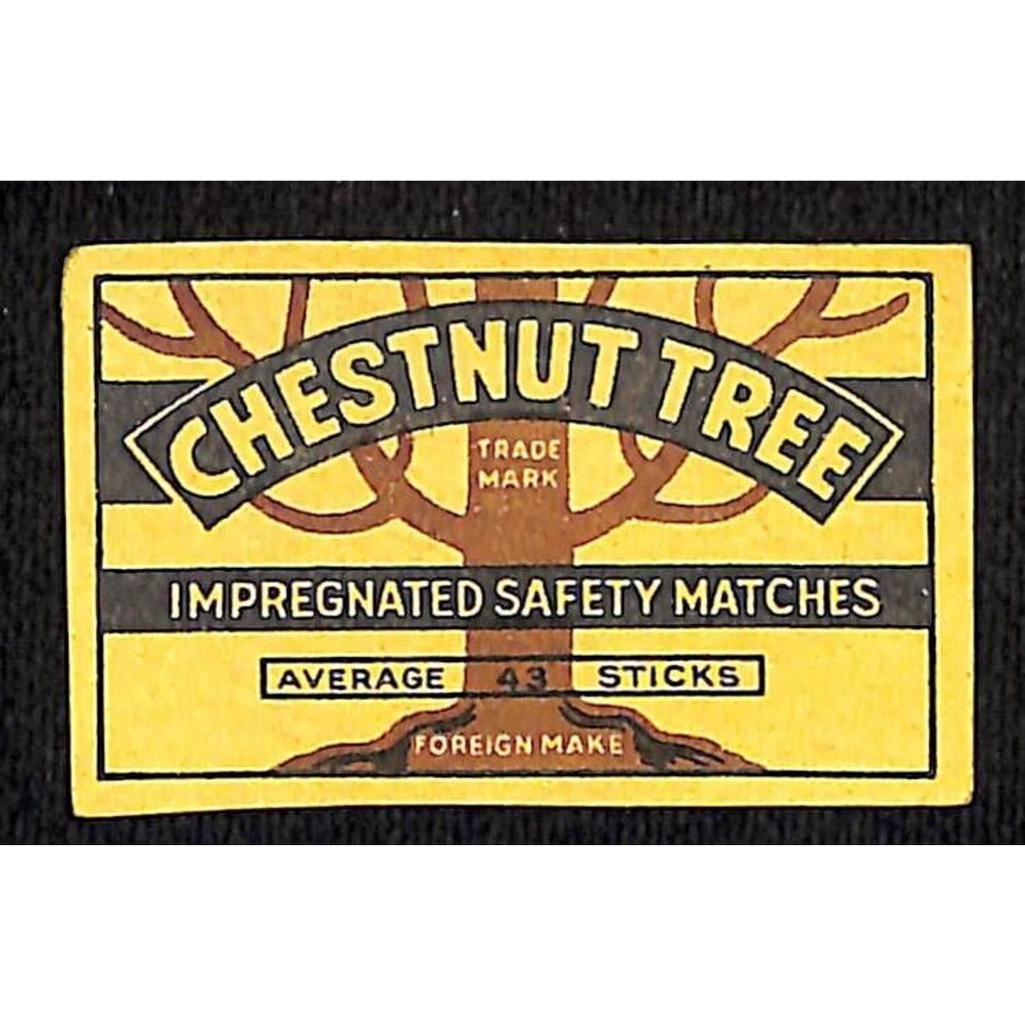 Vintage Matchbox Label NOS Chestnut Tree Impregnated Safety c1950's-60's VGC