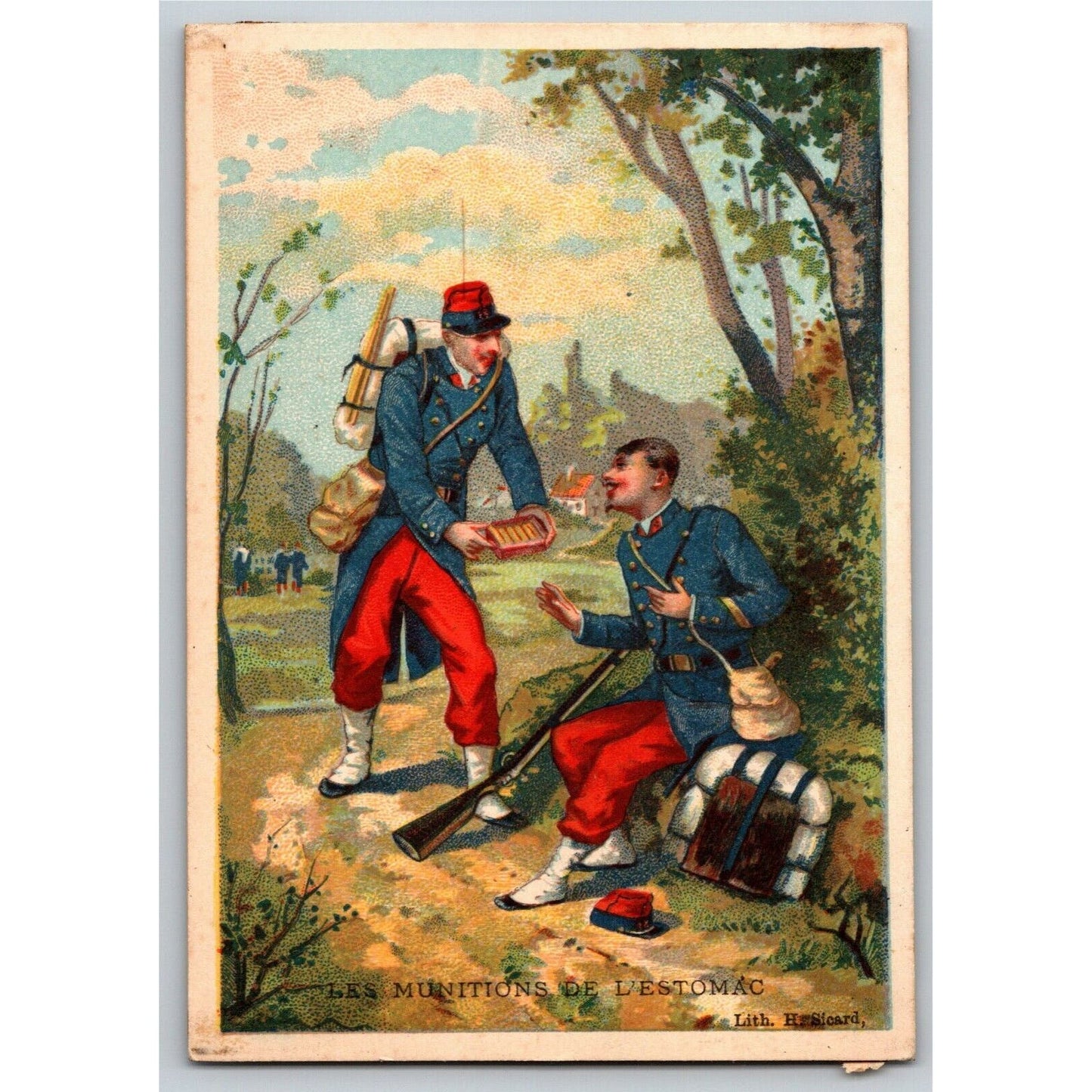 French Victorian Trade Card - 1889 Exposition Universelle - "Munitions" Soldiers