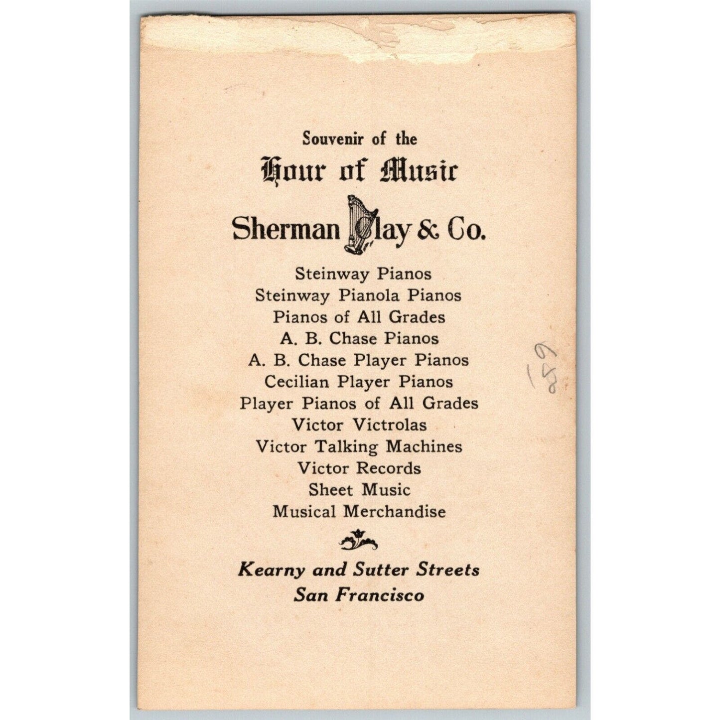 Vintage c1910 Postcard-Like Sherman Clay Co Souvenir Card - Joseph Haydn