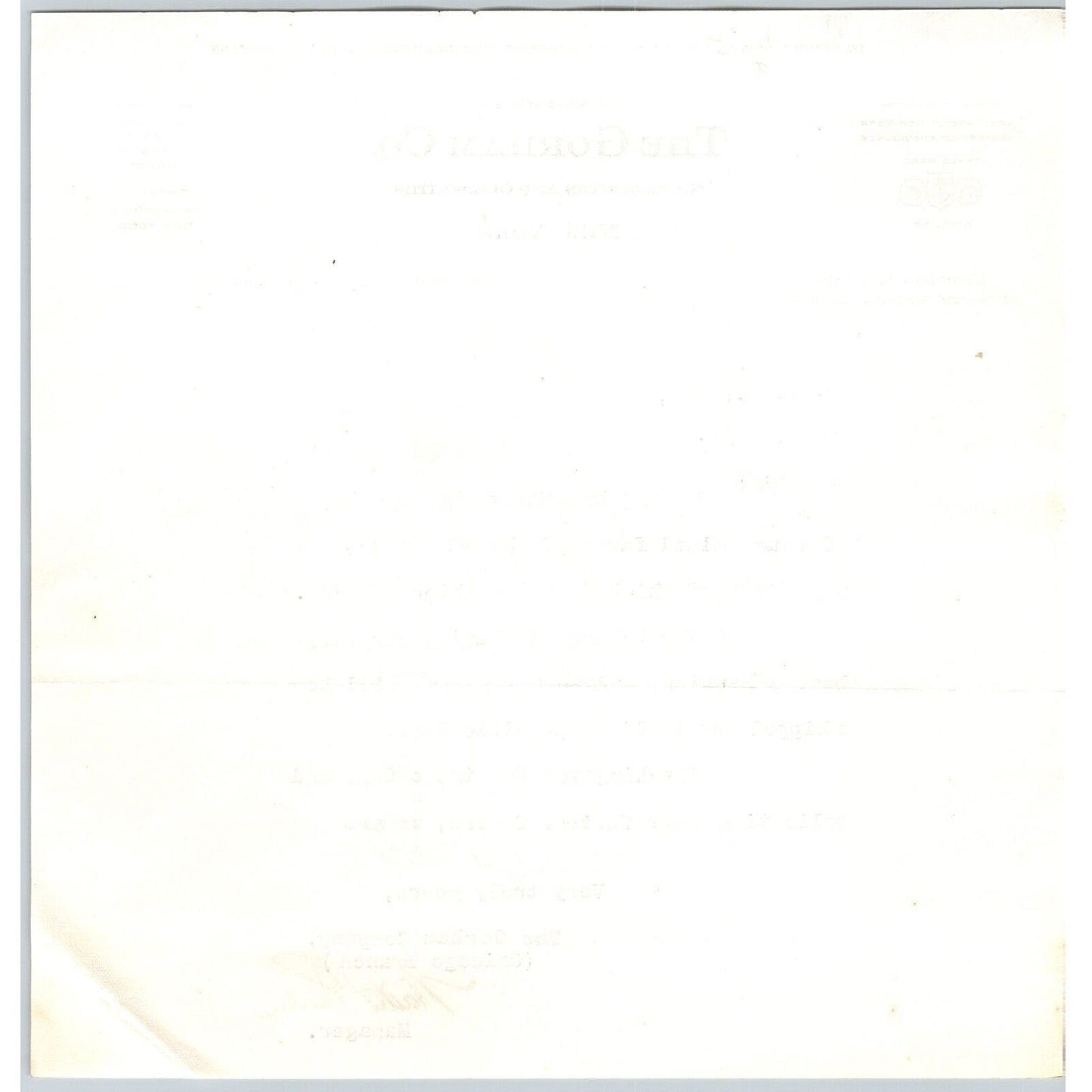 Gorham Co. Silversmiths to "Leys" Jewelers Butte, MT 1919 Letterhead re: Payment