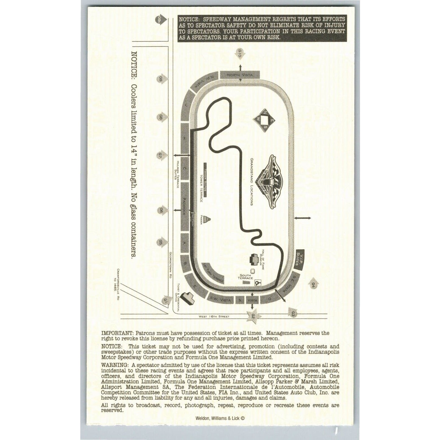 2001 Indianapolis Formula One Grand Prix Racing Ticket Stub 9/30 VGC - Seat 4