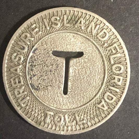 c1940's 22mm Treasure Island Florida Causeway Toll "One Way" Token