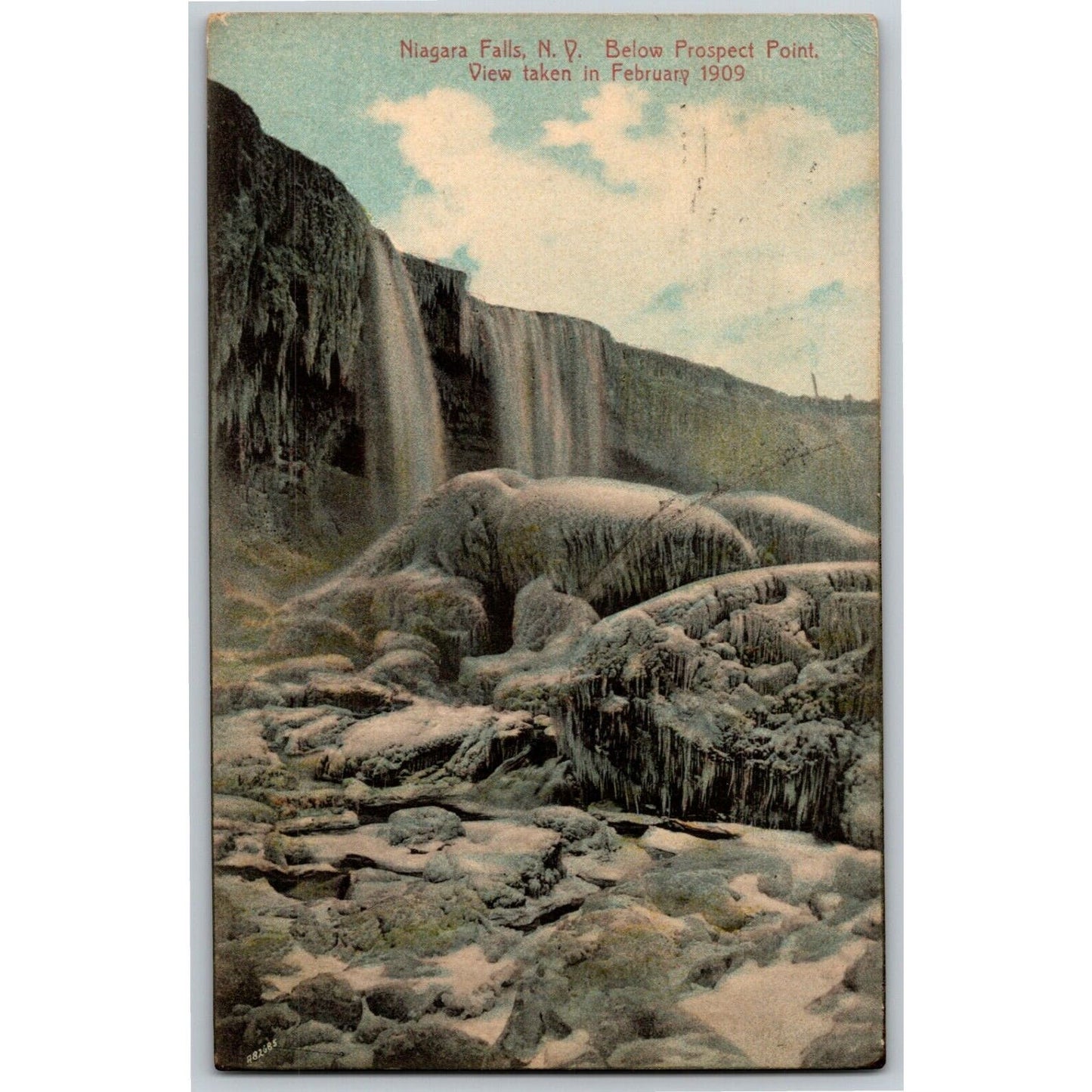 Vintage Postcard "Niagara Falls N.Y. Below Prospect Point" View Taken 1909