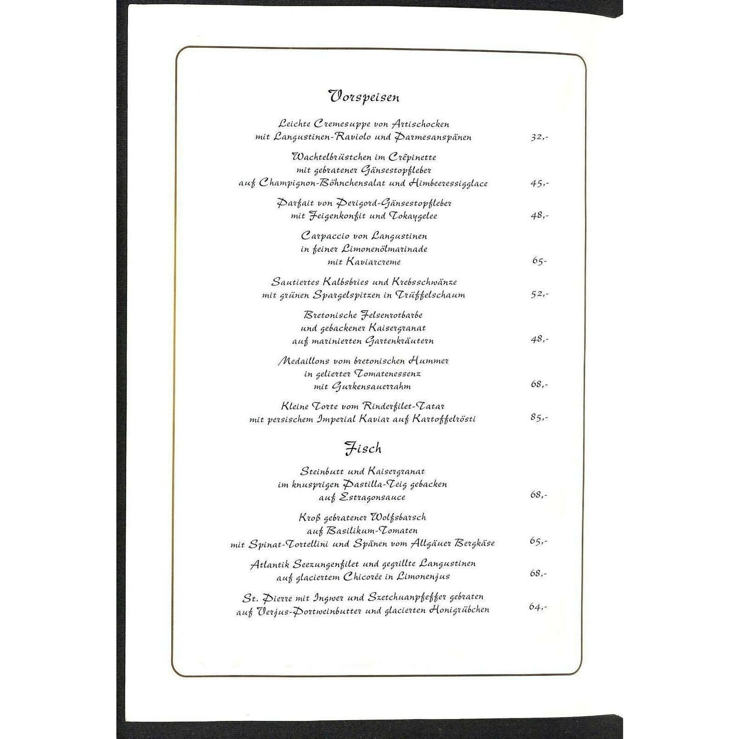 Waldhotel Sonnoro Restaurant Dreis Germany Menu c1990's VGC