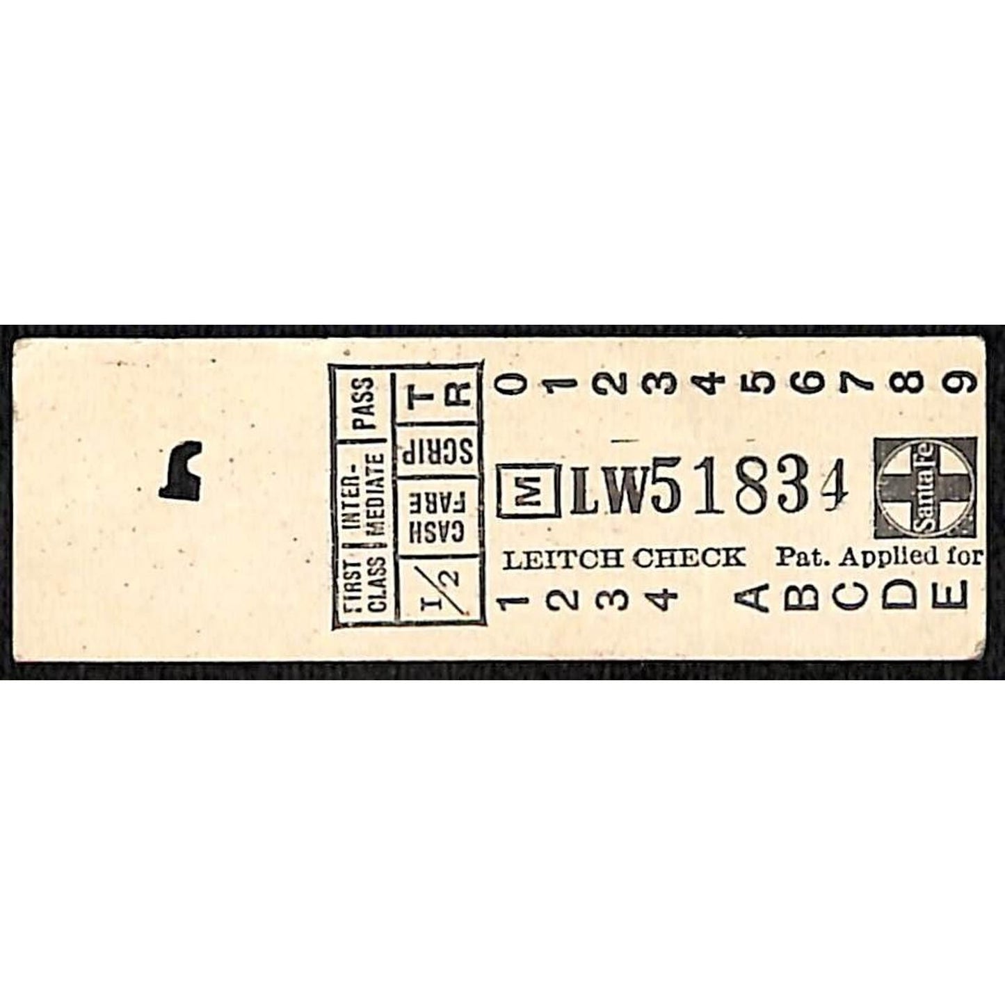 Santa Fe Railroad Seat Check / Leitch Check #51834