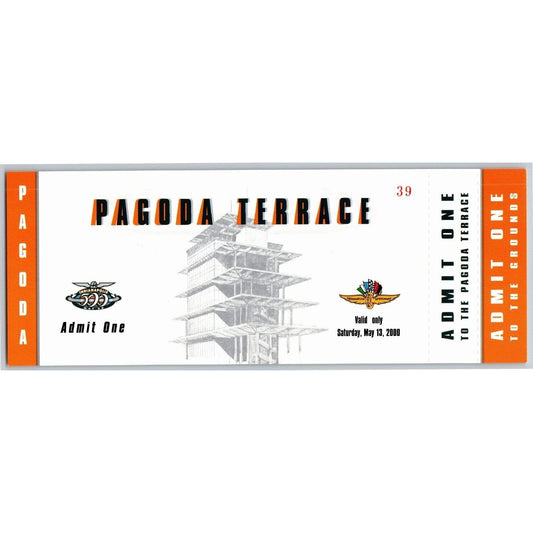 2000 Indy 500 (1st Day Saturday Practice) Pagoda Terrace Unused Ticket IMS #39