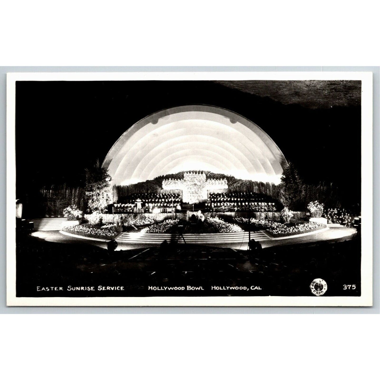 Vintage RPPC Hollywood Bowl Postcard - Easter Service - VGC