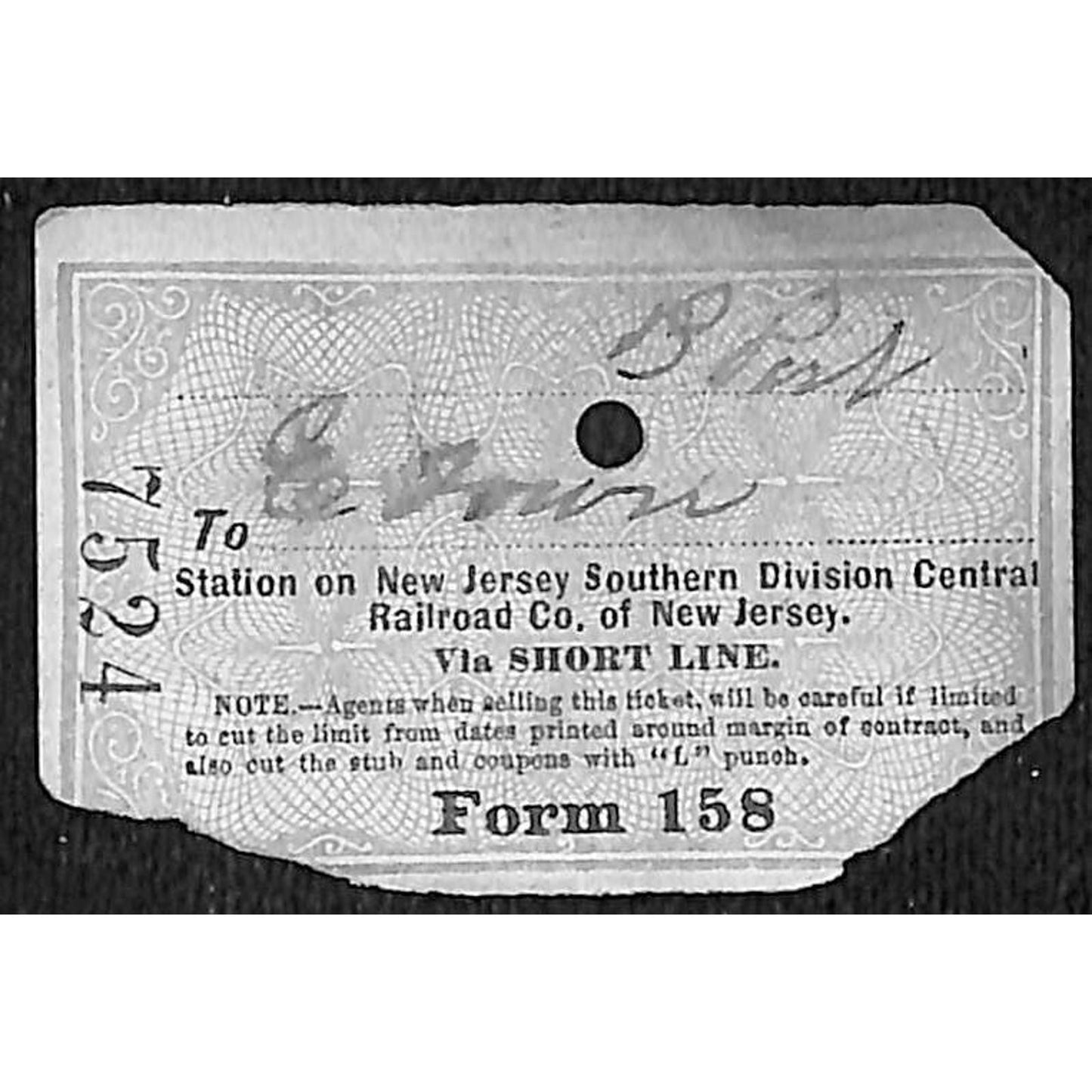 New York & Long Branch Railroad 1897 Ticket North Asbury Park #7524