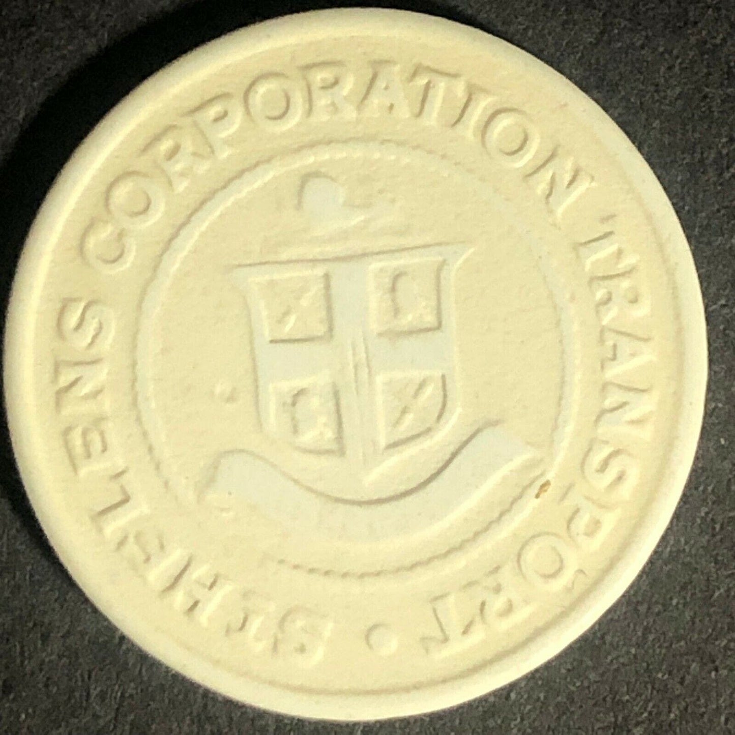 St. Helens Transport England Plastic Token White 1D 22mm c50's-60's