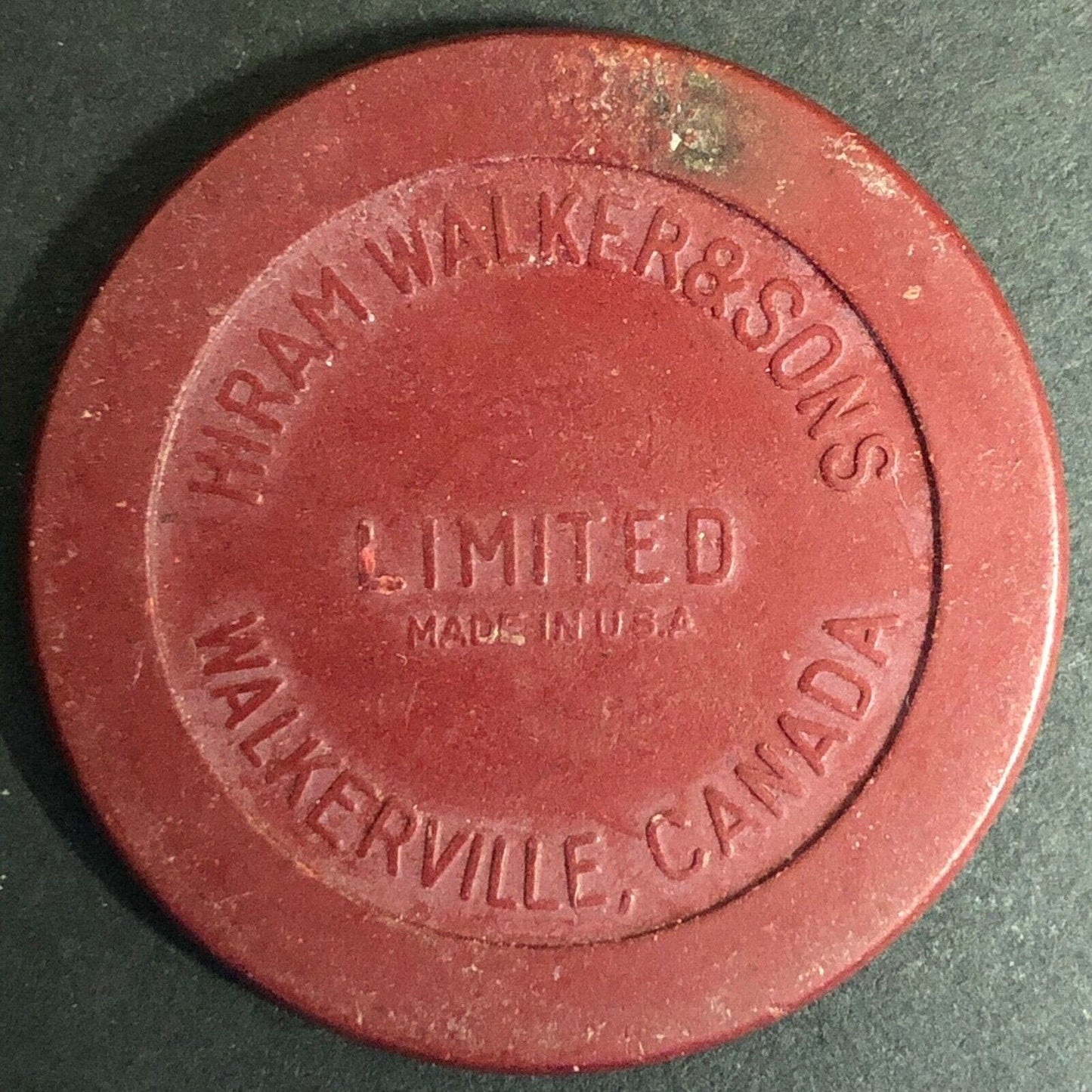 c1940's Vintage Clay "Walker's Mountain Ridge Bourbon" Gaming / Poker Chip