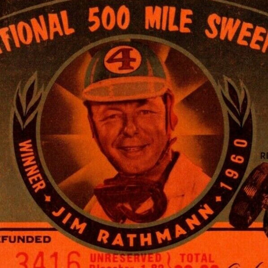 Indy 500 1960 Ticket Stub - "500 Mile Intl. Sweepstakes" $2 Adm.