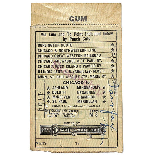 Delaware Lackawanna & Western Railroad (2) Tickets 1923 / Steamship Chicago