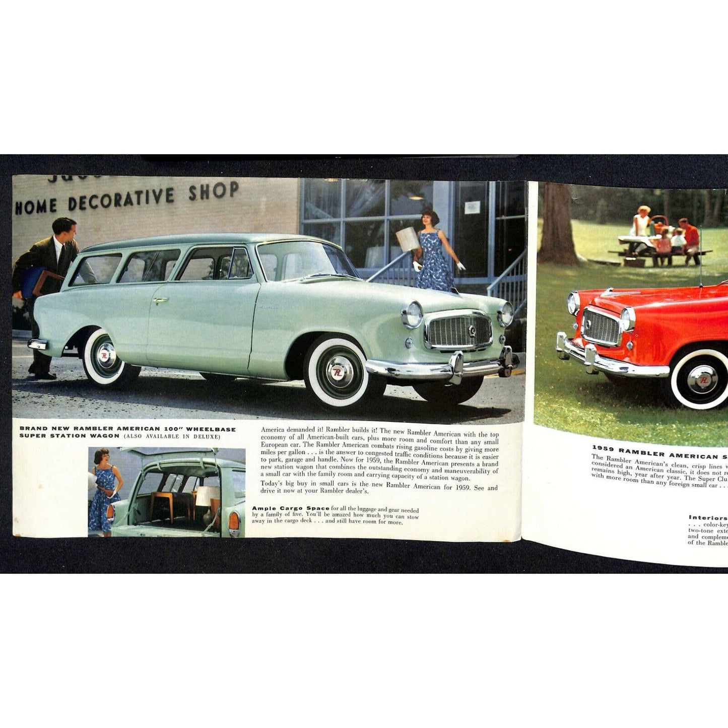 1959 Rambler American Single Sheet Fold-Out Brochure w/ 6 Panels