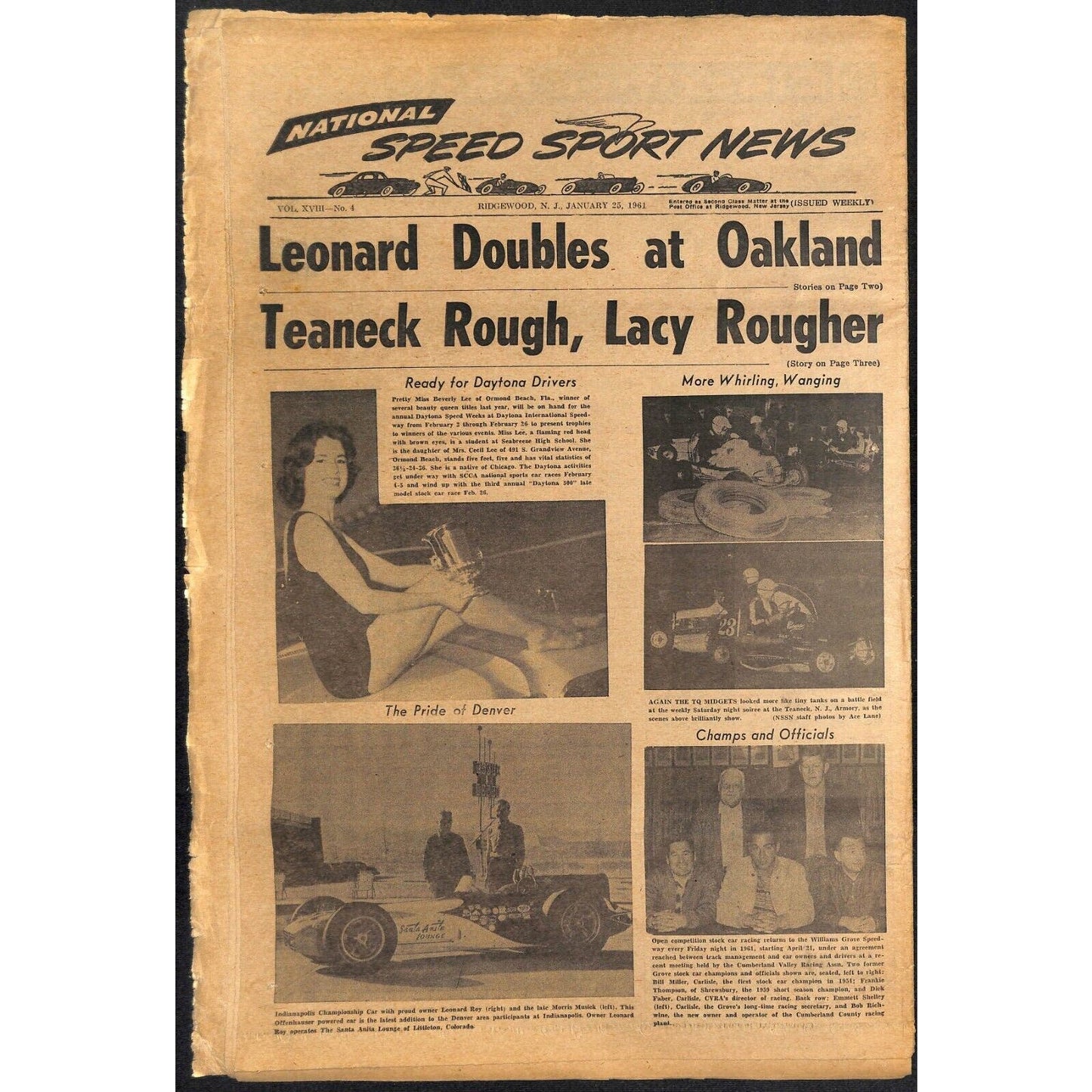 National Speed Sport News 1/25 1961 USAC Decides Yunick Stays Out Racing 11pp