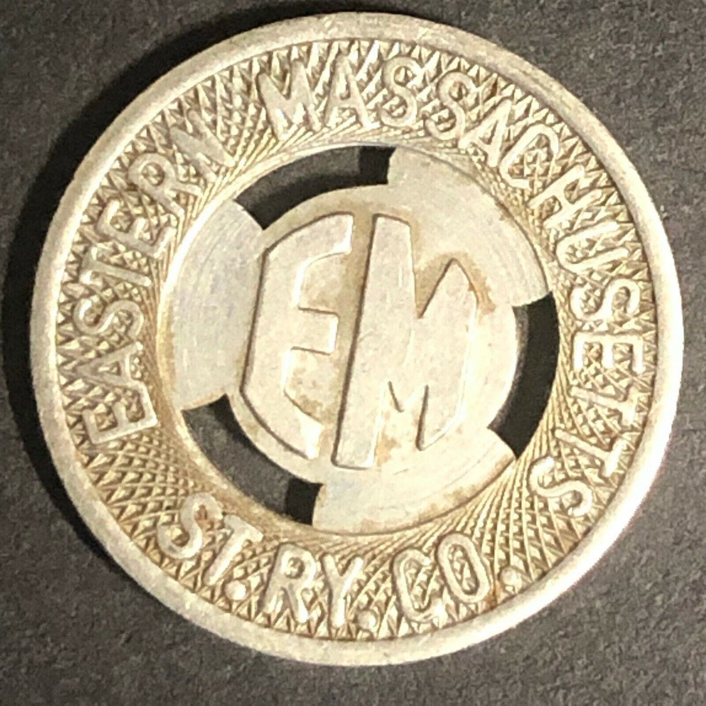 c1947 16mm Eastern Massachusetts St. RY. Co. G/F Zone Brass Transit Token