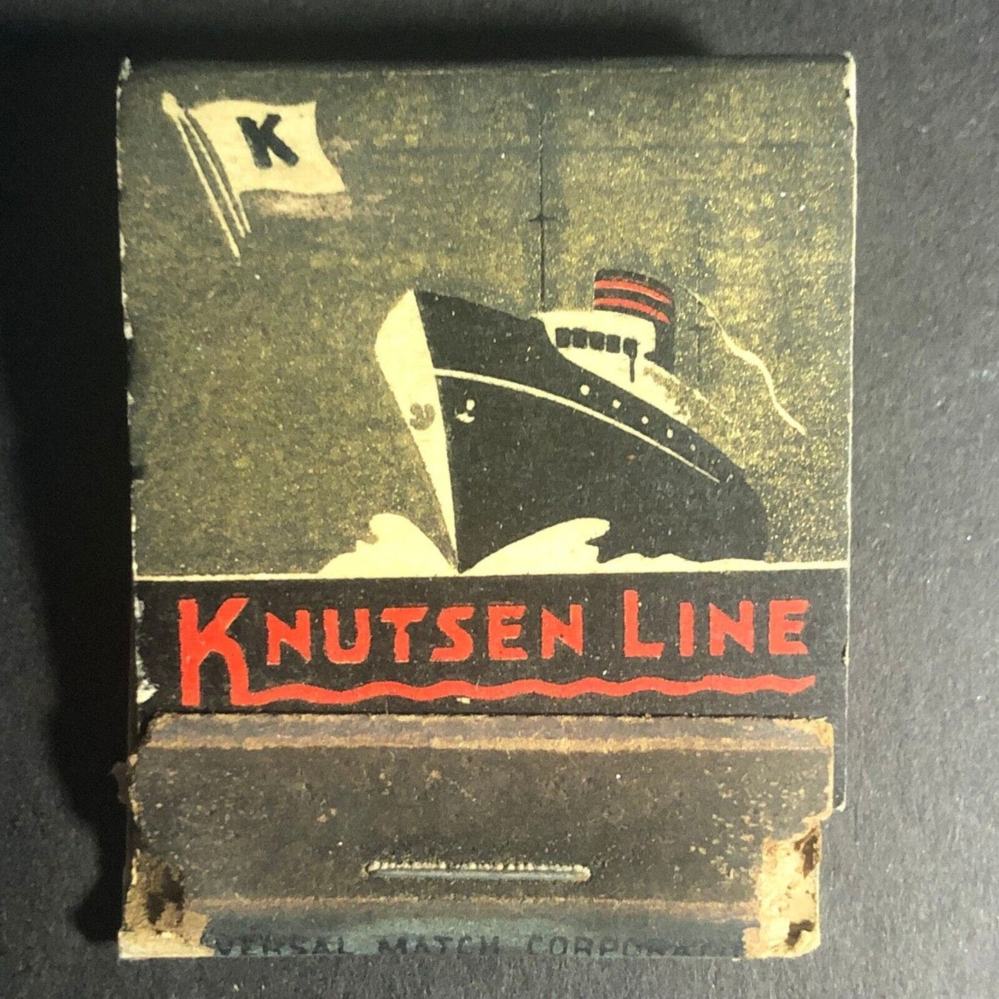 Knutsen Line Pacific Coast Full 20-Str Matchbook c1930's-40's - Scarce