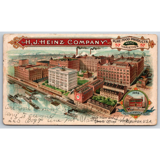 Heinz Main Plant General Offices Advertising Postcard PM 1910 VGC