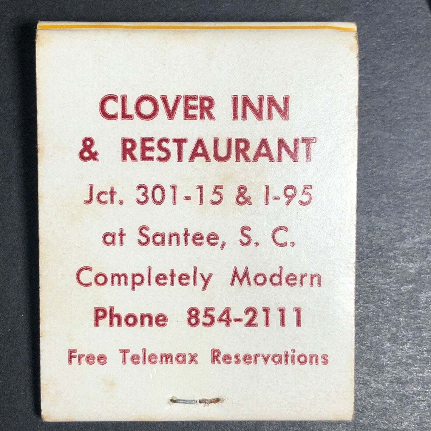 1960's-70's Full Matchbook - "Clover Inn & Restaurant" "Master Hosts" Santee, SC