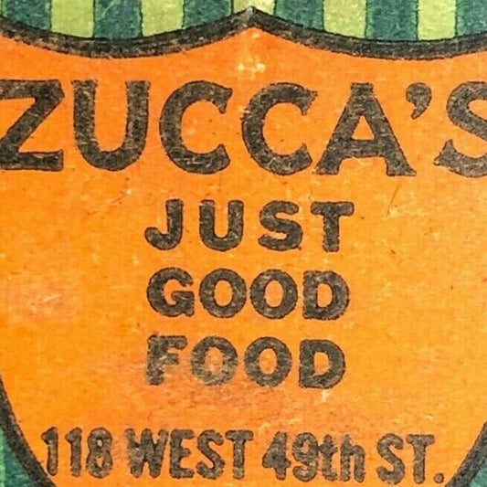 1930's-40's Full Matchbook "Zucca's Restaurant" NYC FEATURE