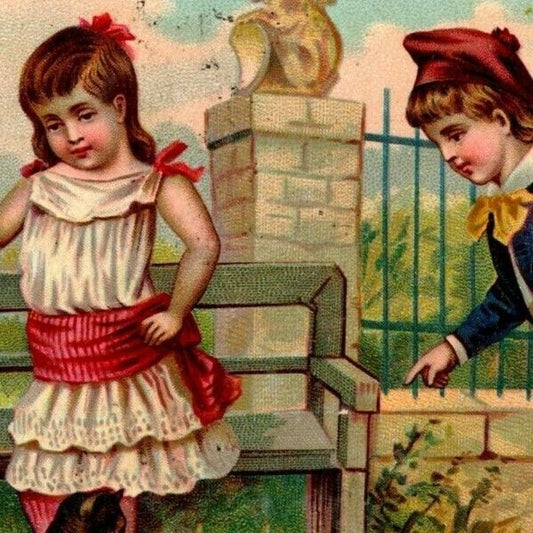 Dannemiller's Cordova Coffee Kids Dog Crawfish - Large Victorian Trade Card