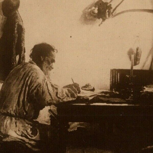 c1911 Vintage Russian / Bulgarian Art Postcard Leo Tolstoy in the Study