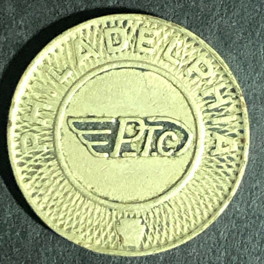Brass G/F One Fare Transit Token Philadelphia Transportation Co. PTC 16mm (1865)