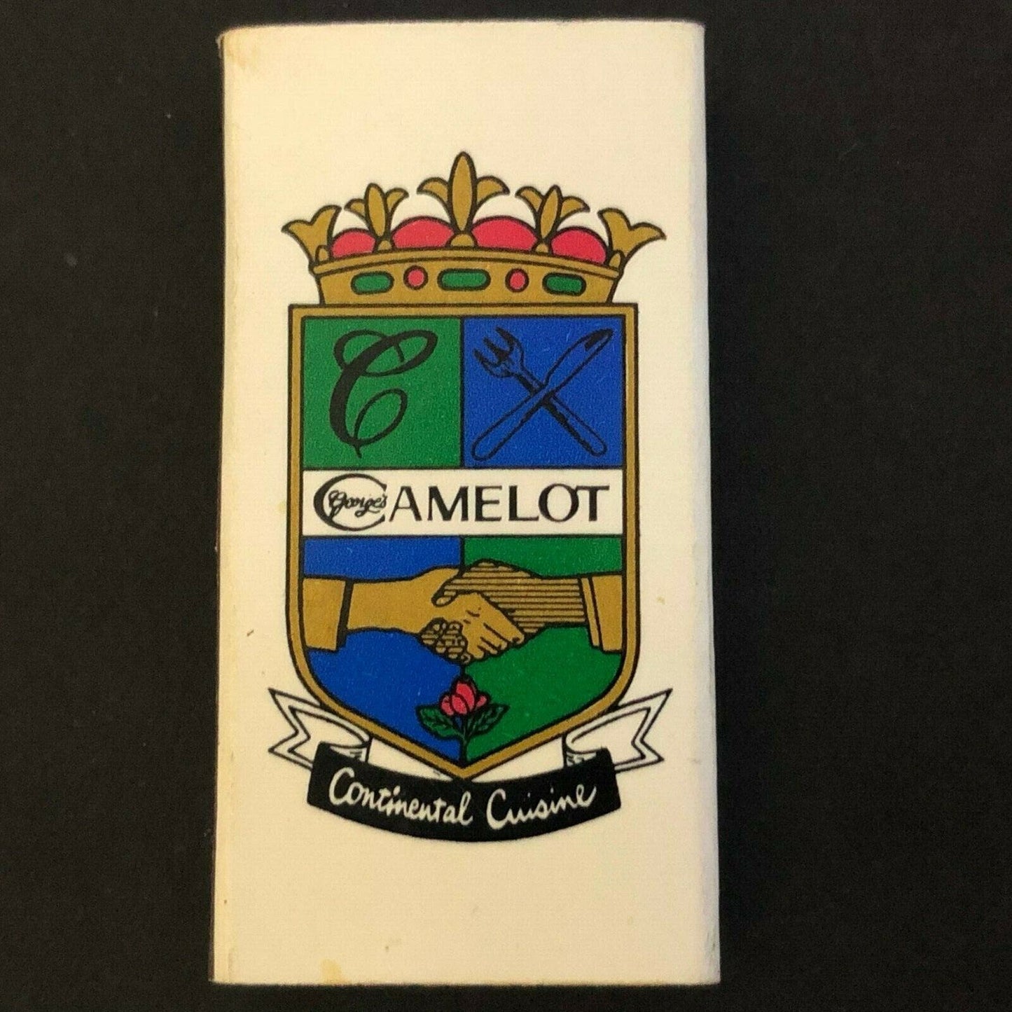 c1960's-70's Wooden Matchbox Matchbook "George's Camelot" Newport Beach, CA
